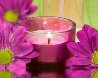 Flowers And A Candle Wallpaper On Desktop Computer