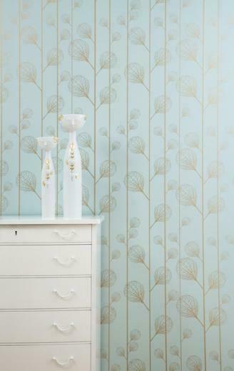 Ribbed Wallpaper Turquoise Gold Modern By Ferm