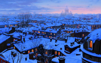 Saint Petersburg Russia On A Winter Night