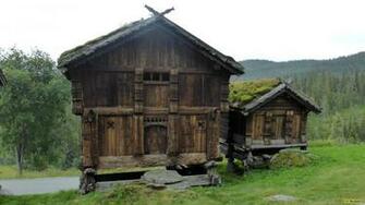 HD Wallpaper Two Wooden Log Cabins In The Summer
