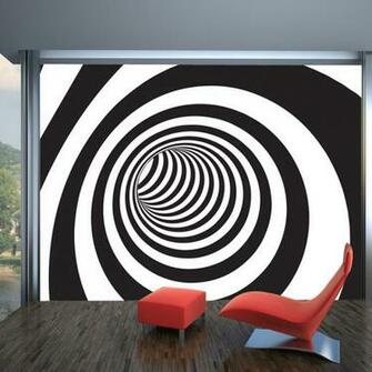 8d 5d 3d Papel Mural Zebra Spiral Stripe Black White Wallpaper
