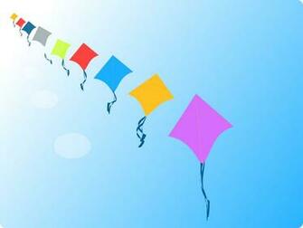 Row Of Kites Background Cartoon Games Templates Ppt