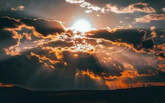 Wallpaper Clouds Sun Sunset Overcast 4k