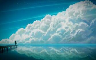 Blue Anime Sky Wallpaper
