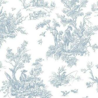 Wallpaper Sample Soft Blue French Toile