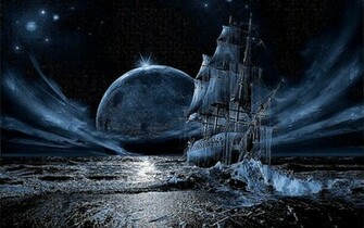 3d Fantasy Graphic Wide Desktop Wallpaper Ghost Ship