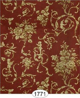 Dollhouse Miniature Wallpaper Velvet Swag Toile In Red