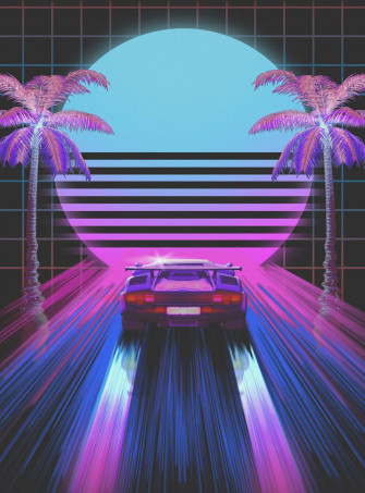Lamborghini Countach Dark Neon iPhone Wallpaper