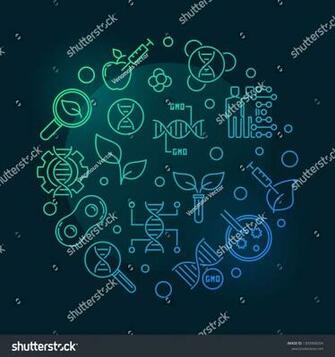 Genetically Modified Organism Or Gmo Vector Round Outline Colored