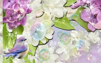 HD Bubbles Bird Blooms Wallpaper
