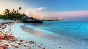 Playa Del Carmen Amazing Sunset At Caribbean Sea In Mexico