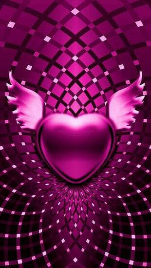 Purple Heart With Wings iPhone Plus And Wallpaper