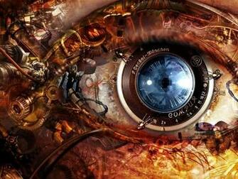 Abstract Eyes Futuristic Steampunk Clocks Gears Lens Cyberpunk Photo