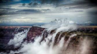 Waterfalls Nature Vapor Sky Mountains HD Wallpaper