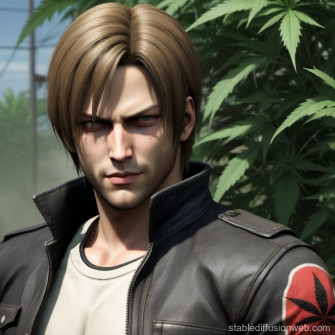 Leon Kennedy S Contentment With Weed Wallpaper
