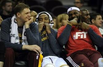 Cavaliers Center Timofey Mozgov Cleveland Guard J R Smith