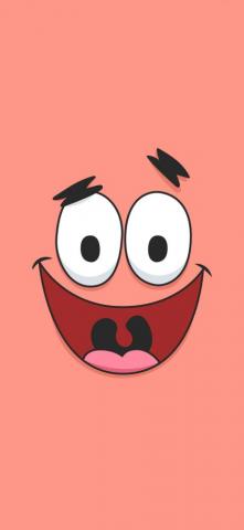 Spongebob Wallpaper With Patrick Star Smiling Face And Shorts Pattern