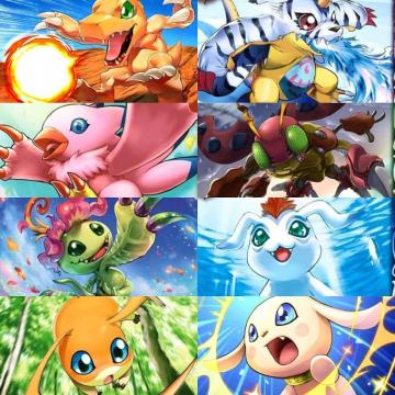 Digimon Battle Spirits Agumon Gabumon Piyomon Tentomon Palmon