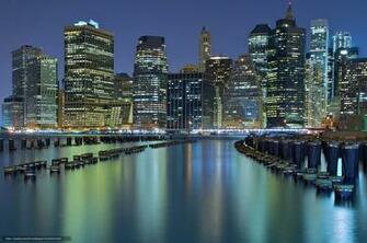 Wallpaper New York City Bay Night