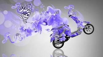 Moto Butterfly Flowers Bike Blue Neon HD Wallpaper Car Tuning
