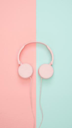 Wallpaper Headphones Minimalism Pink Pastel