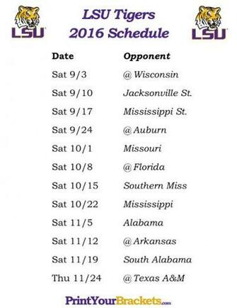 Printable Lsu Tigers Football Schedule