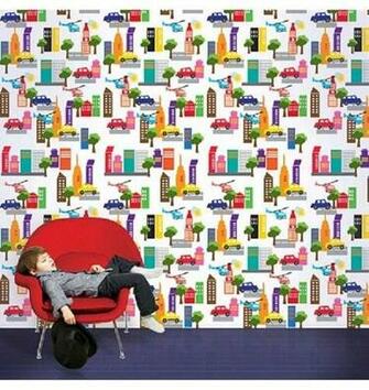 French Bull Cityscape Wallpaper Full Kit Babystyle