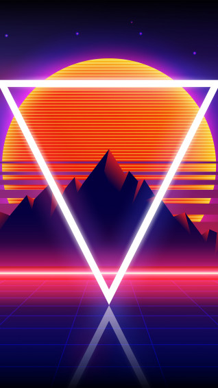 Retrowave Synthwave Abstract Sunset 4k Wallpaper iPhone HD Phone