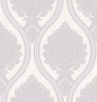 Luxury Corona Damask Glitter Textured Vinyl Wallpaper Roll Grey