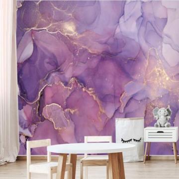 Peel And Stick Purple Gold Abstract Watercolor Wallpaper Mural