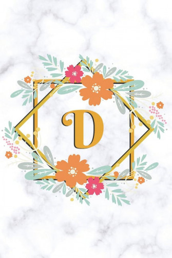 D Sketchbook Cute Floral Initial Monogram Drawing Book For