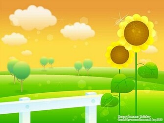Summer Scene Sunflowers And Field Vector Wallpaper