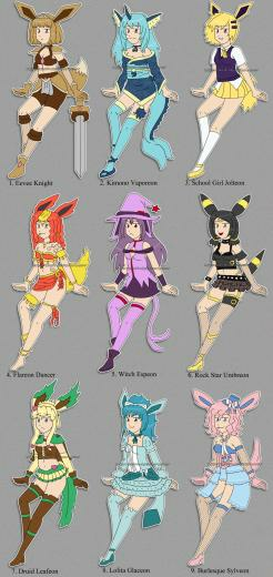 Deviantart Art Closed Adoptables Eevee Evolution Gijinka