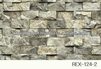 Stone Brick Rock 3d Design Pvc Vinyl Wall Paper Covering