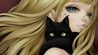 Anime Girl And Black Cat High Definition Wallpaper HD