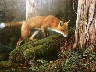 Forest Chase Animals Wallpaper Image With Foxes