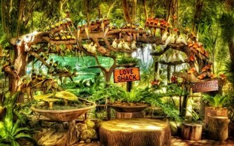 Amor Choza Tiki Room Wallpaper