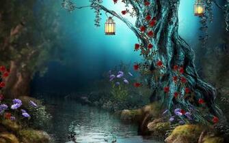 Forest Creek Tree Blossom Lamp Fantasy