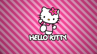 Pink Stripes Hello Kitty Desktop Wallpaper