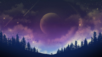 Night Sky Moon Forest Scenery Background 4k Wallpaper iPhone HD