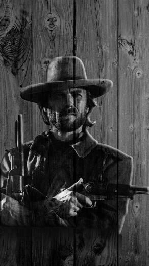 Clint Eastwood On Wood iPhone Wallpaper