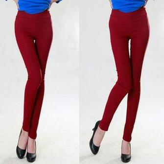 Women High Waist Slim Office Yellow Jeggings Skinny Jeans Pants Dress