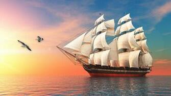 Tall Ship At Sunrise High Quality And Resolution
