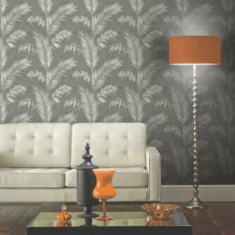 Arthouse Ardita Leaf Glitter Wallpaper Gunmetal