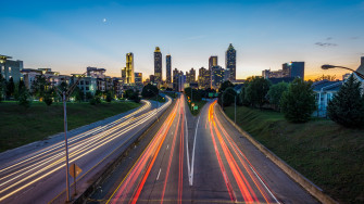 Wallpaper 4k Atlanta Usa Road Skyscrapers