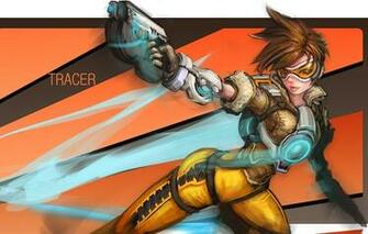 Wallpaper Tracer Overwatch Art Gun Girl Games