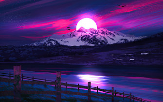 Minimal Landscape Sunrise 4k Wallpaper Resolution HD Image