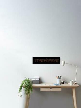 Transhuman Orange Outline On Black Background Poster By