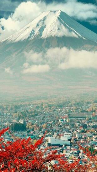Mount Fuji Japan City iPhone Wallpaper