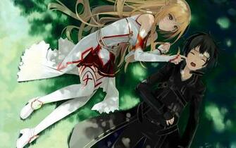 Sword Art Online Wallpaper Yuuki Asuna Girl Boy Grass Leisure